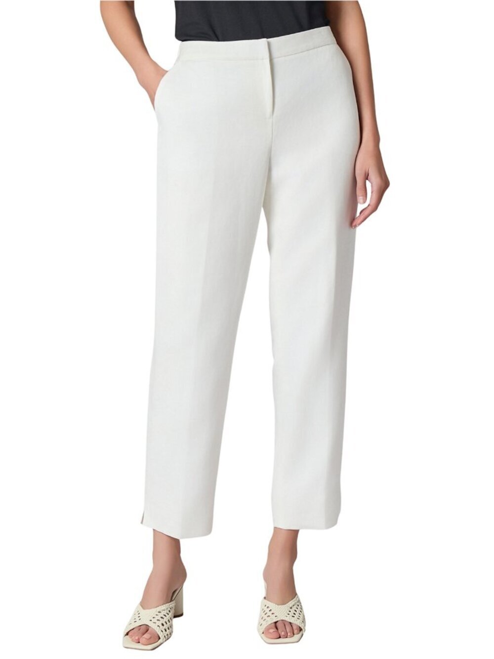 NWT New Kasper Linen Pants In Lily White Size 2 Petite